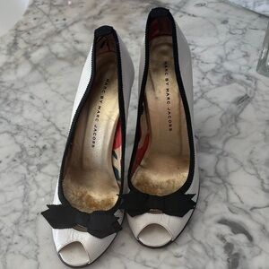 Marc by Marc Jacobs Black and White Peep Toe Heels